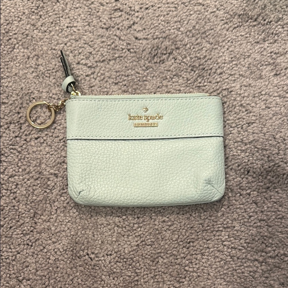 Kate Spade Mint Leather Pouch with Gold Keyring NWOT
